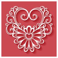 Deco Floral Heart on Red Background Design element N17
