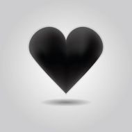 Black abstract heart icon on gray gradient background