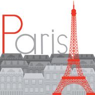 Eiffel Tower on the background of city vector illustration