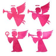 watercolor silhouette of an angel watercolor painting on white background N30