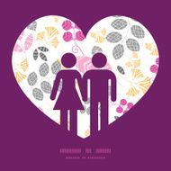 Vector abstract pink yellow and gray leaves couple in love N4