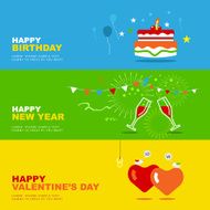 Three Celebrates Birthday New Year Valentine&#039;s Day