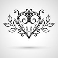 Deco Floral Heart on Gray Background Design element N6