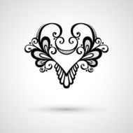 Deco Floral Heart on Gray Background Design element N7