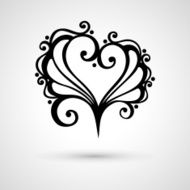Deco Floral Heart on Gray Background Design element N8