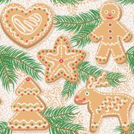 Christmas tree and ginger cookies Seamless pattern