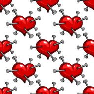 Seamless pattern of a nail studded heart