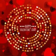 Round frame from abstract glowing hearts Vector holiday background