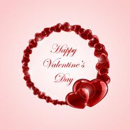 Shiny hearts on pink Valentines background