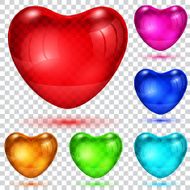 Set of transparent glossy hearts