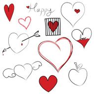 Set of doodle hearts N3
