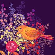 Floral Greeting Card with Birds and Branches N2