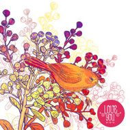 Floral Greeting Card with Birds and Branches N4