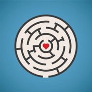 Vector heart shape maze concept