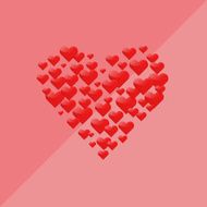 Red hearts Valentines day card on red background