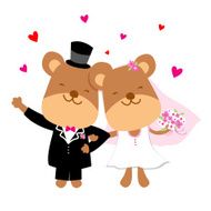 Wedding Bear Cute Cartoon Vector