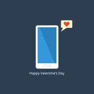 Phone with massage Speech bubble red heart