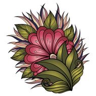 Colored Floral Background Hand Drawn Texture with Flowers N33