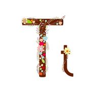 Alphabet T Flowers Vector