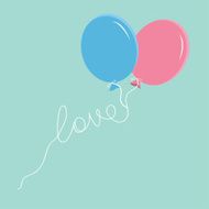 Blue and pink balloons with love thread Flat design