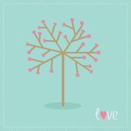 Love tree with hearts and word love Flat design