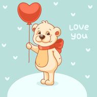 Valentine with bear on blue background