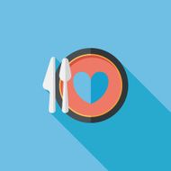 Valentine&#039;s Day dinner flat icon with long shadow eps10 N13