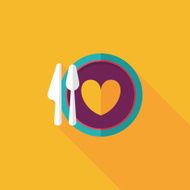 Valentine&#039;s Day dinner flat icon with long shadow eps10 N14