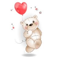 Bear running with a balloon