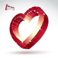 3d mesh stylish web red love heart sign isolated N11