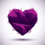Violet heart geometric icon made in 3d modern style N2