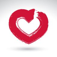 Hand drawn red love heart icon loving sign