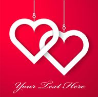 Two Hearts applique on red background