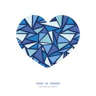 Vector abstract ice chrystals heart silhouette pattern frame