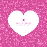 Vector colorful cupcake party heart silhouette pattern frame N2