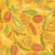 Vector seamless hand-drawn pattern with decorative flowers and leaves N2