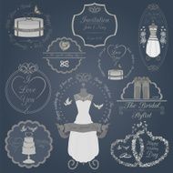 Set of vintage wedding and fashion style logos N3