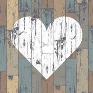 White heart on wooden background Vector EPS10