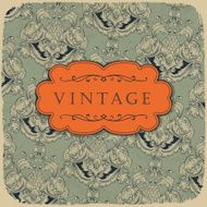 Floral ornamented retro card with space for text
