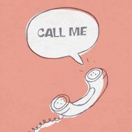 Vintage handset with speech bubble and sample text Vector illus N2
