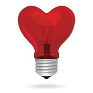 Heart love light bulb vector isolated object