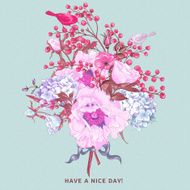 Gentle Spring Floral Bouquet with Birds N6