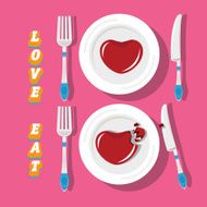love heart on plate concept - vector illustration