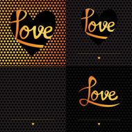 Set of 4 Posters Romantic greeting card with typography element
