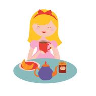 Cute girl drinks tea N2