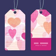 Vector textured fabric hearts heart silhouette pattern frame N18