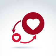Hearts and arrows romantic conversation icon vector conceptual