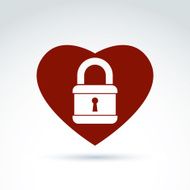 Vector red heart with a padlock isolated on white background N2