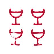 Set of hand-drawn simple half full wineglasses brush drawing