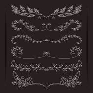 Set of elegant calligraphic foliate borders